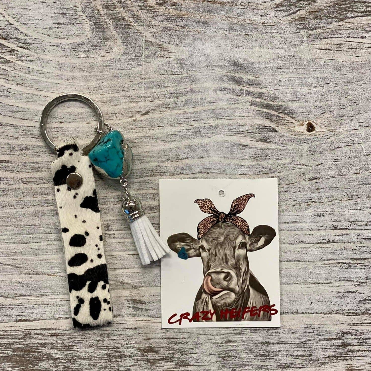 Cowhide keychain hot sale